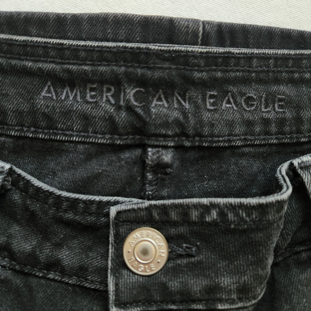American Eagle Outfitters Black Denim Jean Skirt Mini Hi- Rise A-line Preppy 14 - Picture 5 of 15